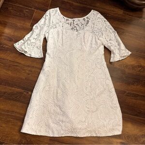 Lilly Pulitzer White Lace 3/4 Sleeve Dress SZ 14